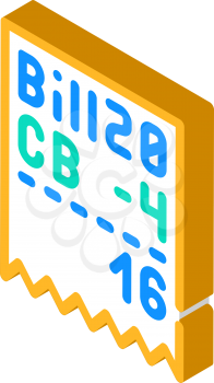 receipt with sum and cashback isometric icon vector. receipt with sum and cashback sign. isolated symbol illustration