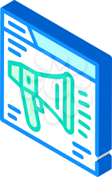 loudspeaker on web site isometric icon vector. loudspeaker on web site sign. isolated symbol illustration