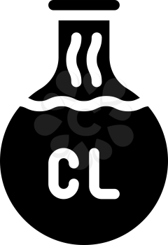 chlorine flask glyph icon vector. chlorine flask sign. isolated contour symbol black illustration