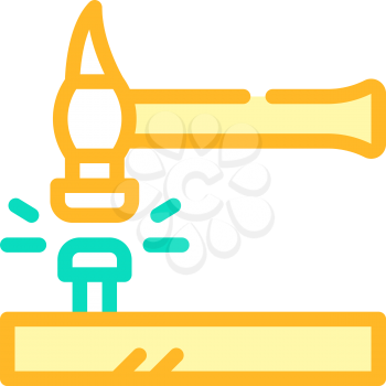 nail hammering color icon vector. nail hammering sign. isolated symbol illustration