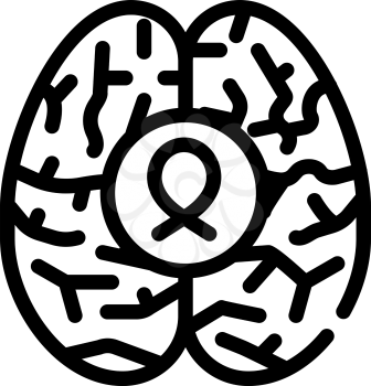 brain cancer line icon vector. brain cancer sign. isolated contour symbol black illustration