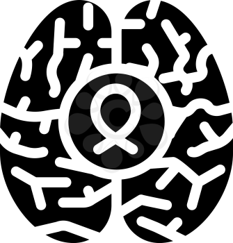 brain cancer glyph icon vector. brain cancer sign. isolated contour symbol black illustration