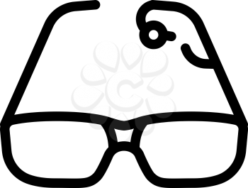 glasses with hearing aid gadget line icon vector. glasses with hearing aid gadget sign. isolated contour symbol black illustration