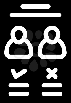 candidate choose ballot glyph icon vector. candidate choose ballot sign. isolated contour symbol black illustration