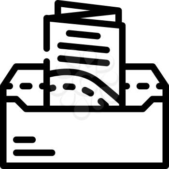 sending booklet in envelope by mail line icon vector. sending booklet in envelope by mail sign. isolated contour symbol black illustration
