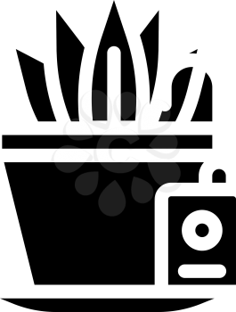 plant watering sensor glyph icon vector. plant watering sensor sign. isolated contour symbol black illustration
