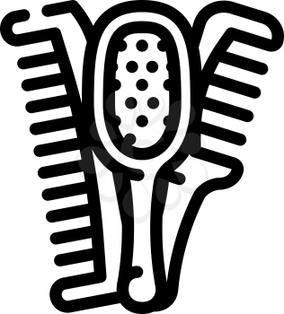 hairbrushes tool for hair line icon vector. hairbrushes tool for hair sign. isolated contour symbol black illustration