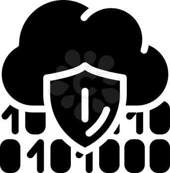 cloud data protection glyph icon vector. cloud data protection sign. isolated contour symbol black illustration