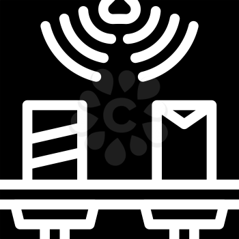 sensor on shelves glyph icon vector. sensor on shelves sign. isolated contour symbol black illustration