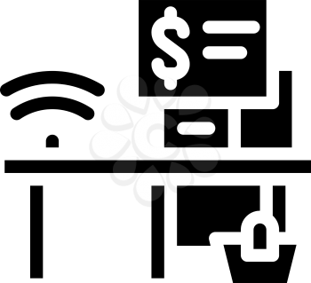 self-service checkout glyph icon vector. self-service checkout sign. isolated contour symbol black illustration