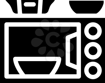 microwave for make airline food hot glyph icon vector. microwave for make airline food hot sign. isolated contour symbol black illustration
