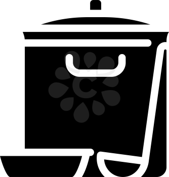 soup pan canteen kitchen utensil glyph icon vector. soup pan canteen kitchen utensil sign. isolated contour symbol black illustration