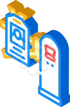 pass key for entry to canteen isometric icon vector. pass key for entry to canteen sign. isolated symbol illustration