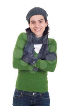 Royalty Free Photo of a Woman Wearing a Winter Hat and Gloves