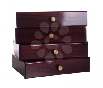 Royalty Free Photo of a Stack of Wooden Drawers