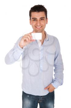 Royalty Free Photo of a Man Holding a Card