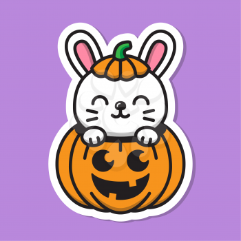 Royalty-Free clipart illustration of a rabbit in a pumpkin