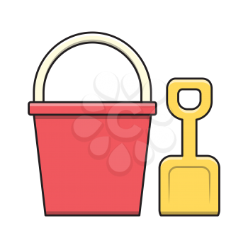 Royalty-Free Clipart Image of Beach Pail and shovel