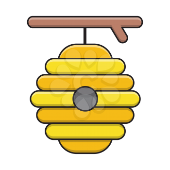Royalty-Free Clipart Image Of A Bee Hive Hanging From A Branch
