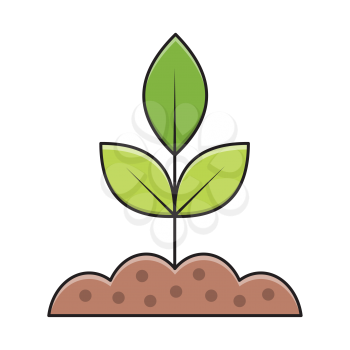 Royalty-Free Clipart Image Of A Plant Sprouting Out From A Mound Of Dirt