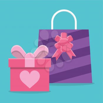 Royalty-free Clipart of Gift Bags with a Heart