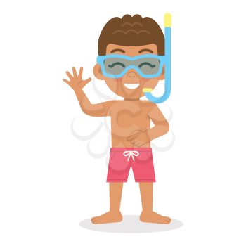 Royalty-Free Clipart Image of a Boy in Snorkel Gear