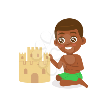 Royalty-Free Clipart Image of a Boy Building a Sand Castle