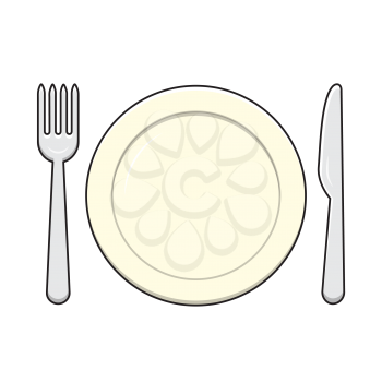 Royalty-free Clipart Image of a Dinner Plate and Cutlery 
