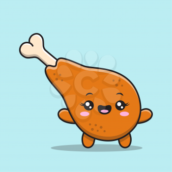 Royalty-free Clipart Image of a Turkey Leg Character - Thanksgiving