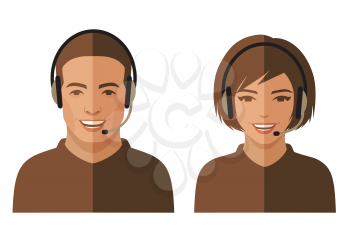 call center service, customer support, vector flat office icon