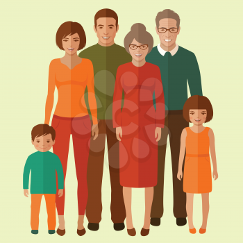 happy vector family portrait, cartoon people illustration,