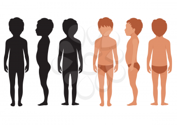 vector child body, human anatomy, kid vector illustration