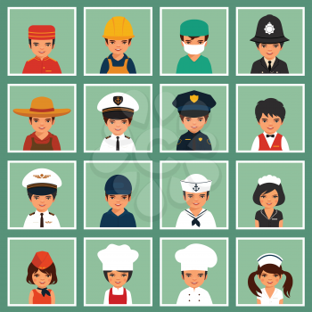 Young kids boys and girls of different professions, vector illustration