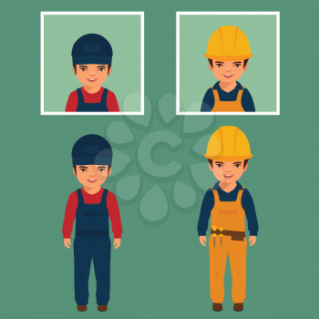 builder, engineer man, vector illustration, cartoon construction worker