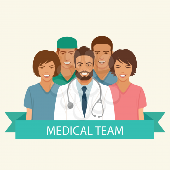 medical team, doctor nurse and surgeon staff, hospital health  profession people group, vector flat illustration