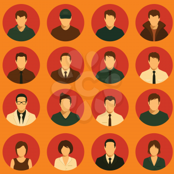 set of flat avatar, vector people icon, user faces design illustration