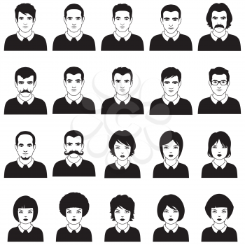 vector flat people face, avatar icon, cartoon character