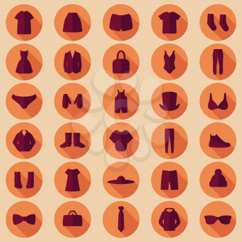vector set clothes illustration, fashion set isolated icons 