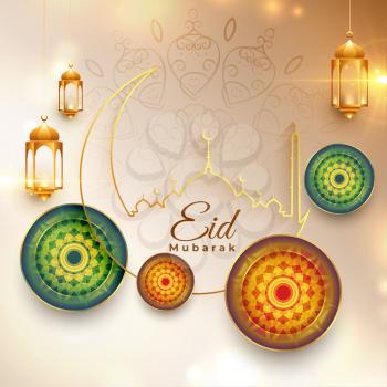 eid mubarak traditional festival wishes card design