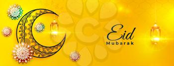 nice yellow eid mubarak islamic banner design