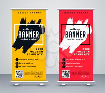abstract roll up banner standee template design