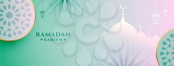 beautiful islamic style ramadan kareem eid mubarak banner design