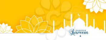 beautiful ramadan kareem yellow flowers islamic banner design