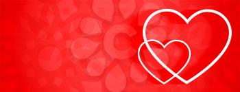 beautiful red banner with two white line hearts