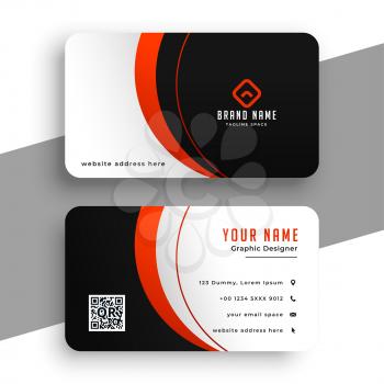 brand business card in red wave style design