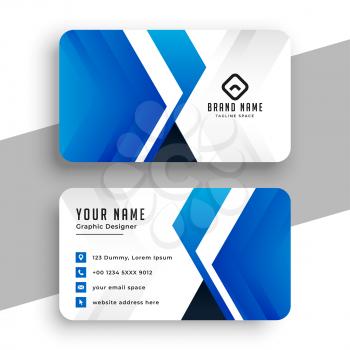 business card template in blue geometric style