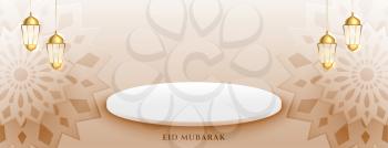 decorative eid mubarak banner with podium