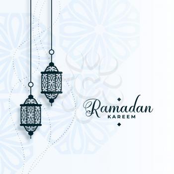 eid ramadan kareem arabic background with lamps decoration