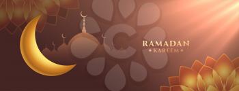 eid ramadan kareem festival banner with heavenly rays