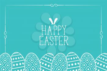 flat easter day card with decorative eggs design